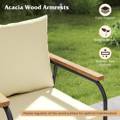 4 Pieces Patio Furniture Set with Tempered Glass Coffee Table