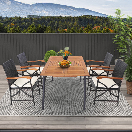 Set of 2/4 Patio Wicker Chairs with Soft Zippered Cushion-Set of 4