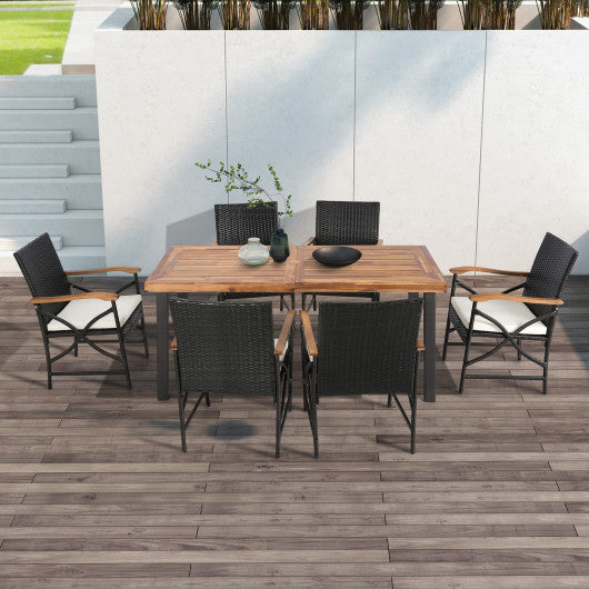 Set of 2/4 Patio Wicker Chairs with Soft Zippered Cushion-Set of 4