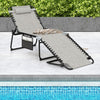 4 Position Folding Lounge Chaise with Adjustable Backrest and Footrest-Gray