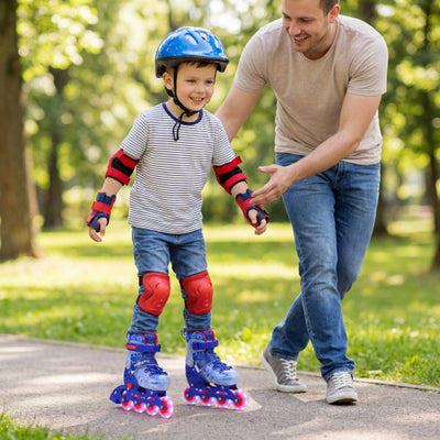 4-Size Adjustable Kids Inline Skates for Beginners Ages 5-7-Blue