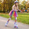 4 Sizes Adjustable Kids Roller Skates for Toddlers Ages 9-14 with 4 Light-up Wheels-Blue