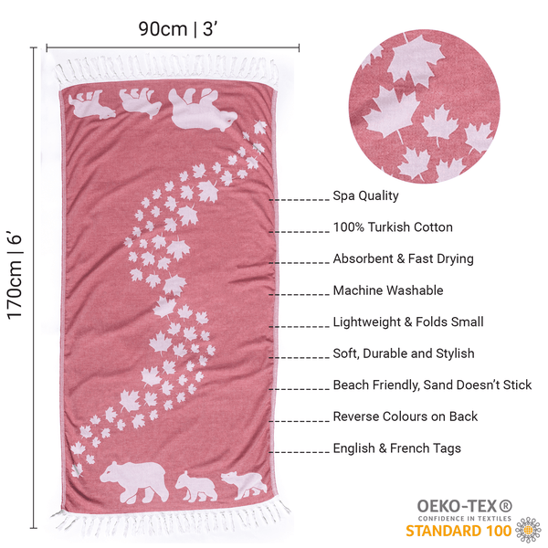 Turkish Towel | Body Towel | Canadian red and white