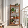 4-Tier Bamboo Plant Rack with Guardrails Stable and Space-Saving-Walnut