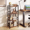 4-Tier Bookshelf Narrow Freestanding Display Shelf with Metal Frame-Rustic Brown
