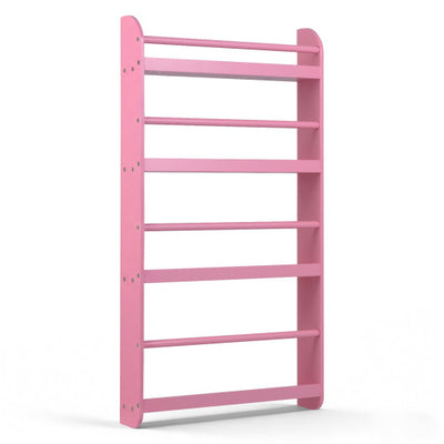 4-Tier Bookshelf Organizer for Toys and Books with Basswood Crossbar-Pink