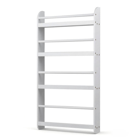 4-Tier Bookshelf Organizer for Toys and Books with Basswood Crossbar-White