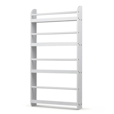 4-Tier Bookshelf Organizer for Toys and Books with Basswood Crossbar-White