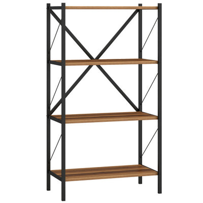 4-Tier Bookshelf with Heavy-Duty Metal Frame-Walnut