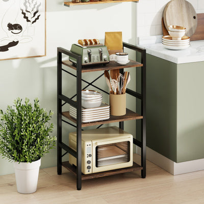 4-Tier Bookshelf with Metal Frame and Wooden Storage Racks for Study-Rustic Brown