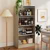 4-Tier Bookshelf with Storage Cabinets and Open Compartments-Natural