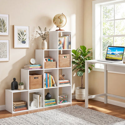 4-Tier Bookshelf with 2 Anti-Tipping Kits for Home Office-White