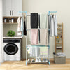 4-tier Clothes Drying Rack with Rotatable Side Wings and Collapsible Shelves-Blue