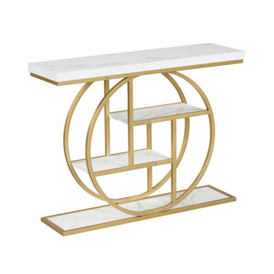 4-Tier Console Table 41 Inches Entryway Table with Storage Shelves-White