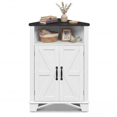4-Tier Corner Storage Cabinet with Open Shelf-White