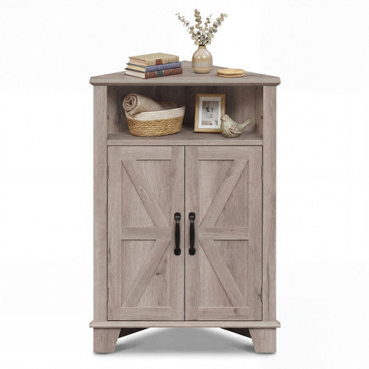 4-Tier Corner Storage Cabinet with Open Shelf-Gray