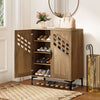 4 Tier Farmhouse Shoe Storage Cabinet with Removable Shelves and Metal Legs-Walnut