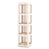 4-Tier Foldable Rotating Bookshelf with Swivel Base and Translucent Panels-White - White