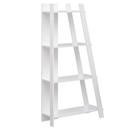 4-Tier Modern Bookshelf Wooden Vertical Display Book Shelf for Small Space-White