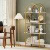 4-Tier Open Bookcase with Sturdy Metal Frame for Living Room-White & Golden