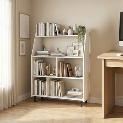 4-Tier Open Modern Bookcase with 2 Anti-Tipping Kits-White