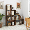 4-Tier Stepped Bookshelf Freestanding Ladder Storage Shelf with 6 Cubes-Rustic Brown