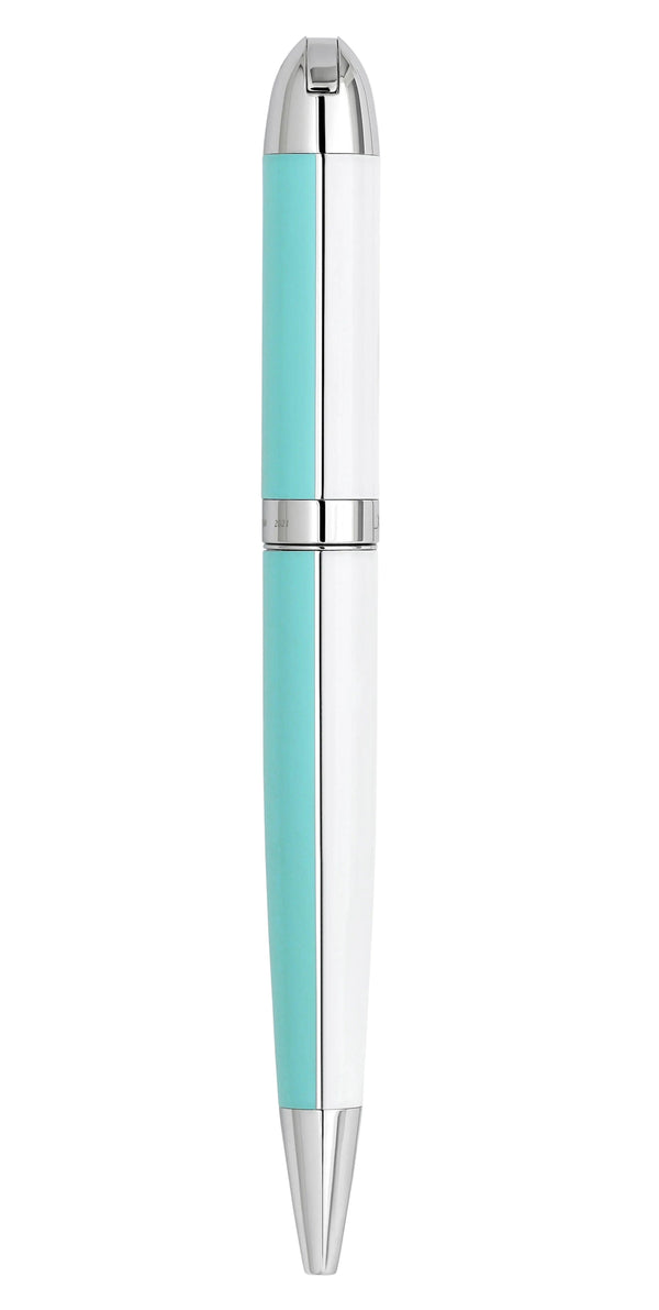 Visionary® Brass & Aluminum Enameled Ballpoint Pen - Sky Blue / White - Gifts for You 'n Me