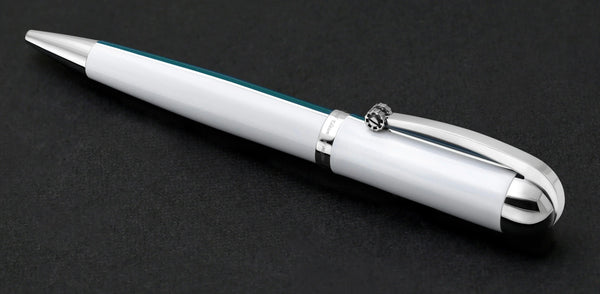 Visionary® Brass & Aluminum Enameled Ballpoint Pen - Teal Green / White - Gifts for You 'n Me