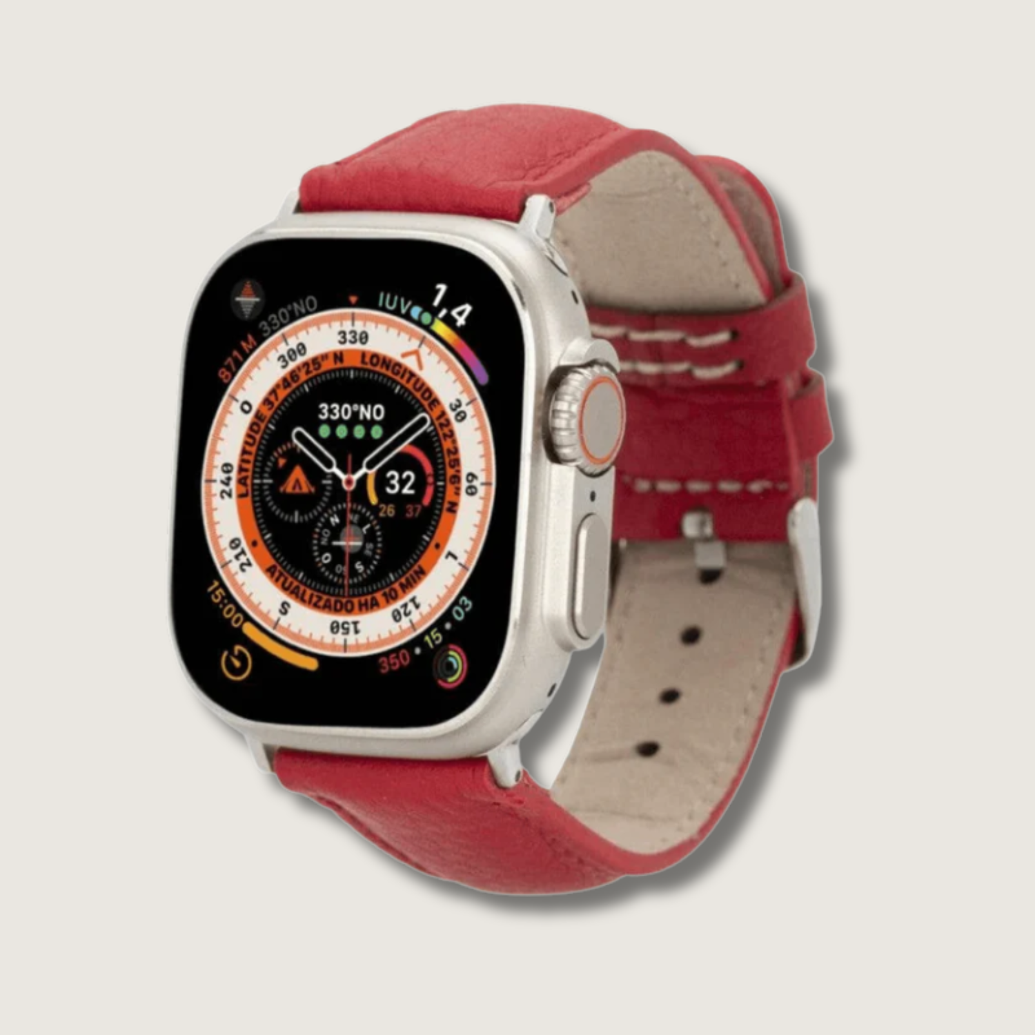 Apple Watch Red Leather Strap - Boston