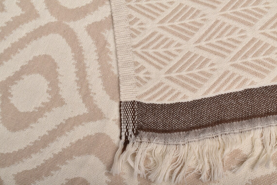 Ikat Beige Turkish Throw
