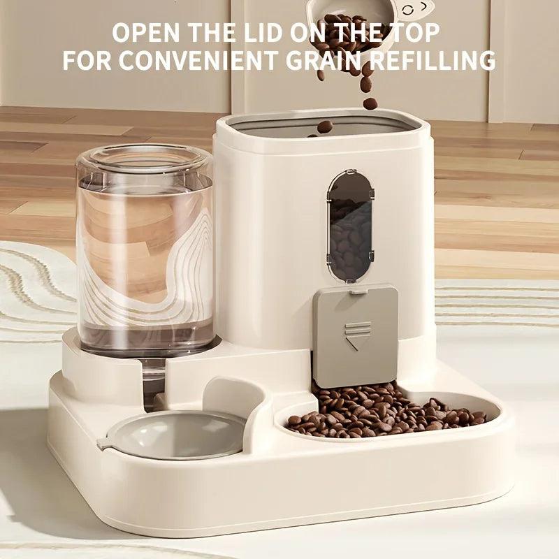 2 in 1 Automatic Pet Feeder with Water Dispenser Gravity Dog Cat Food Bowl
