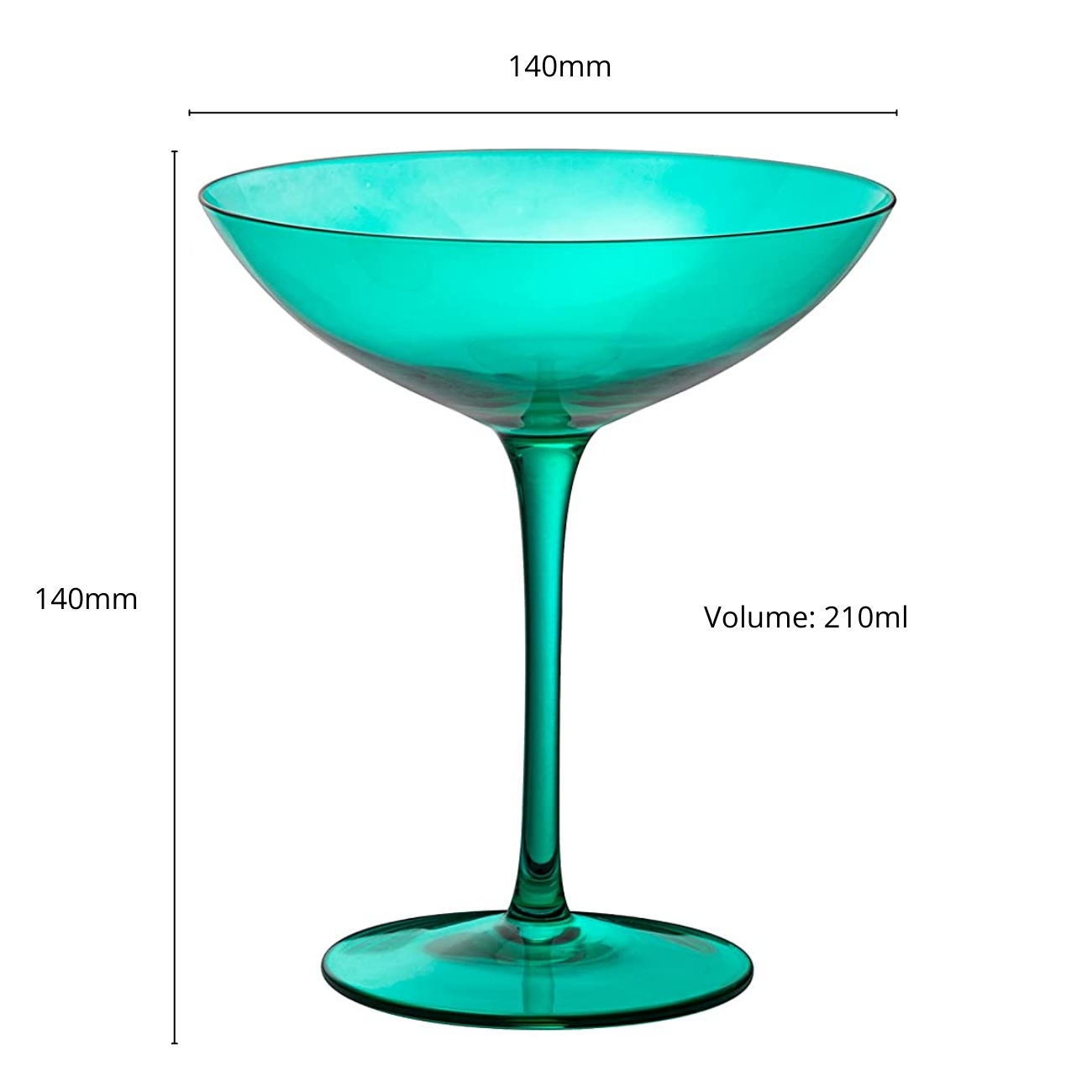 Champagne Coupes 12oz by The Wine Savant - Colorful Champagne Glasses, Prosecco, Mimosa Glasses Set, Cocktail Glass Set, Bar Glassware Luster Glasses (2, Teal)