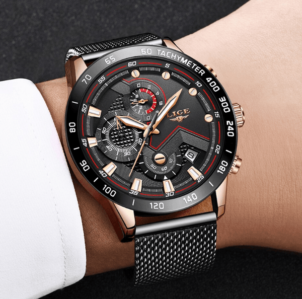 Men's Sports Waterproof Watch With  Stainless Steel Bracelet Unique Design Perfect Gift For Your Man