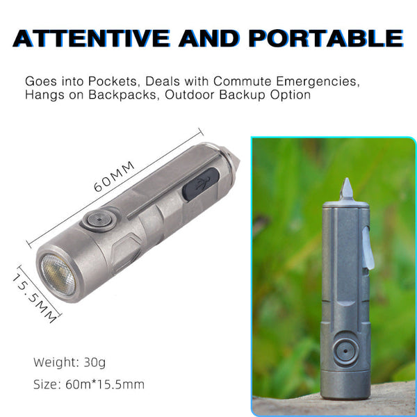 Tri Color Titanium Alloy LED Flashlight Pocket EDC Rechargeable Small Powerful Flashlight High Lumens Wautton Outdoor Gear