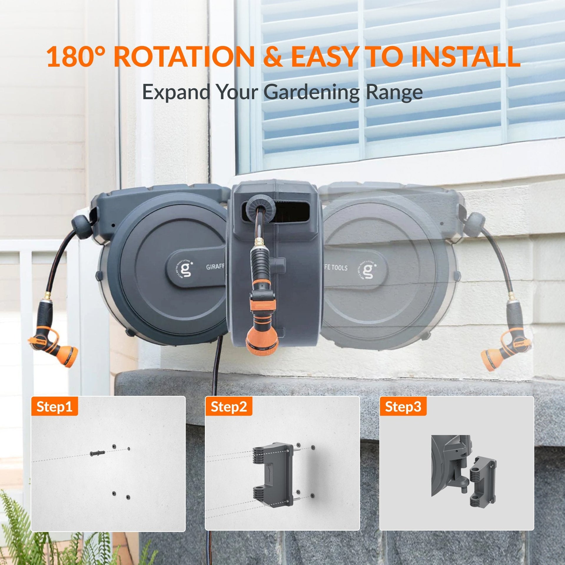 Retractable Garden Hose Reel-1/2in-100ft
