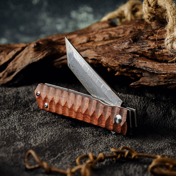 Lucifer VG10 Handmade Tanto Knife with Exotic Rose Wood Handle