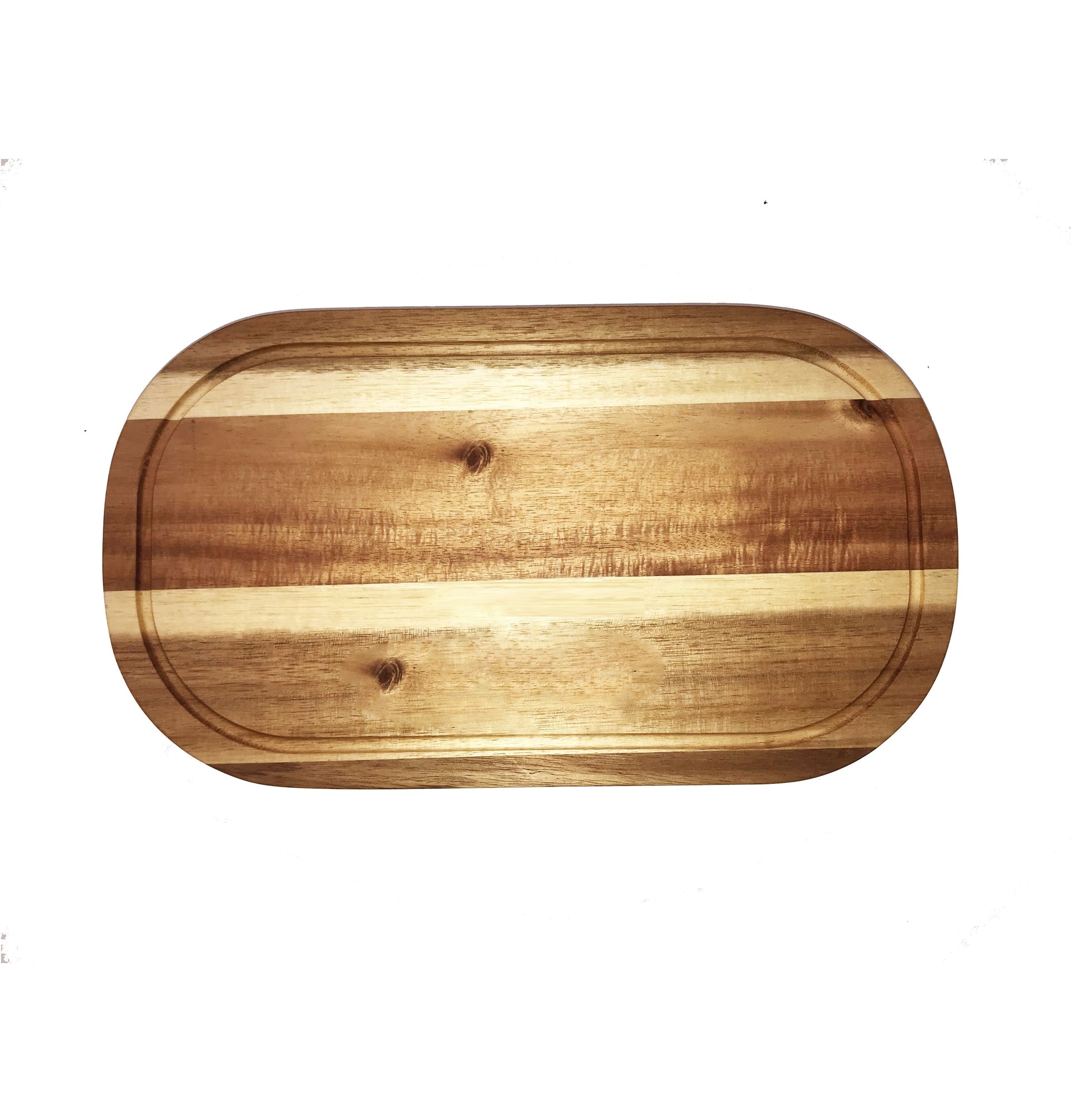 [ Set of 3 ] Zavis Green Acacia Wood Serving Rounded Cutting Board With Juice Groove 12