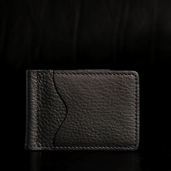 The Pinnacle Wallet - Black Slim Money Clip Pebble Grain Leather Wallet NAB Leather