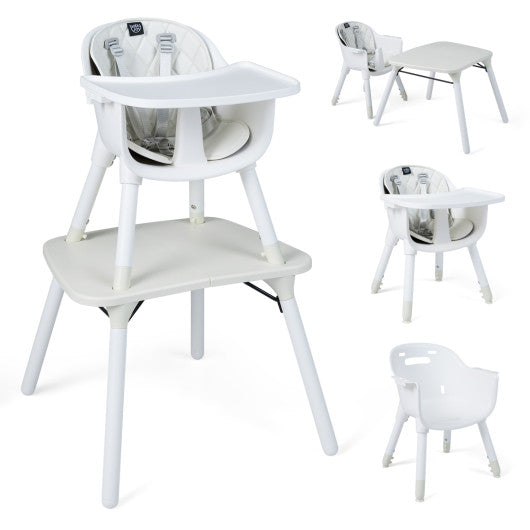4-in-1 Baby Convertible Toddler Table Chair Set with PU Cushion-Cream