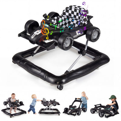 4-in-1 Baby Push Walker Activity Center Height Adjustable with Music Box-Black