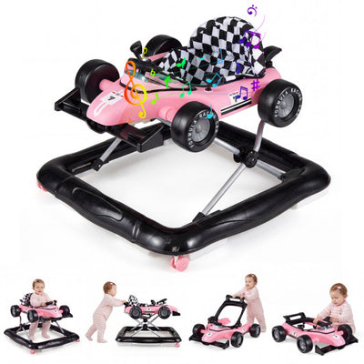 4-in-1 Baby Push Walker Activity Center Height Adjustable with Music Box-Pink