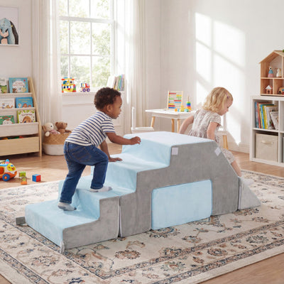 4-in-1 Foam Climbing Blocks Toddler Indoor Climb with Slide-Gray