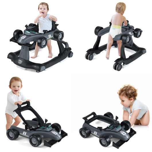 4-in-1 Foldable Activity Push Walker with Adjustable Height-Gray