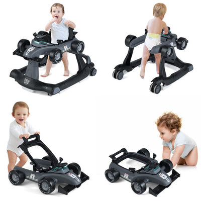 4-in-1 Foldable Activity Push Walker with Adjustable Height-Gray