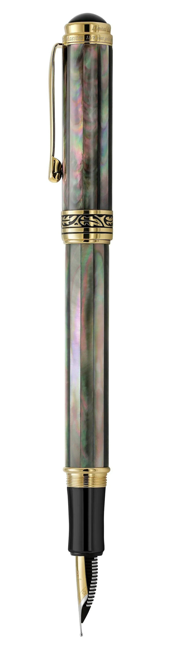 Maestro® 18K Gold Plated Fountain Pen (Medium Nib) - Tahitian Black Mother of Pearl - Gifts for You 'n Me