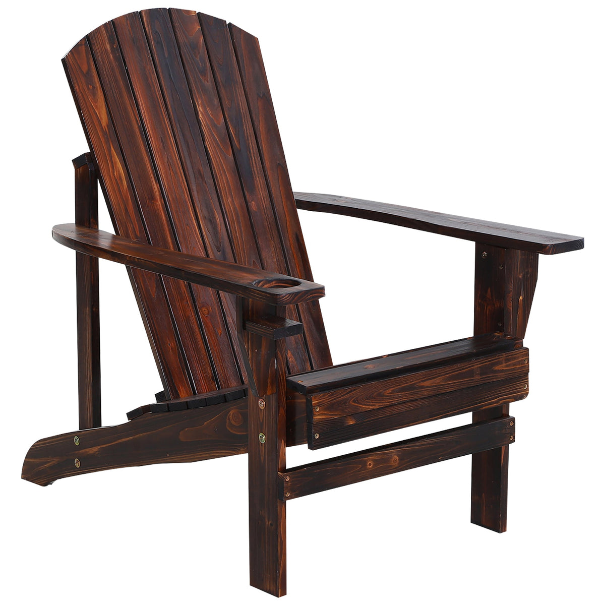 Outsunny Wooden Adirondack Chair with Cup Holder