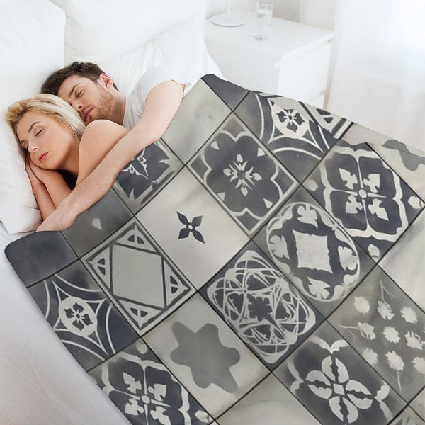 Vintage Geometric Tile Pattern Design Compact Throw Blanket