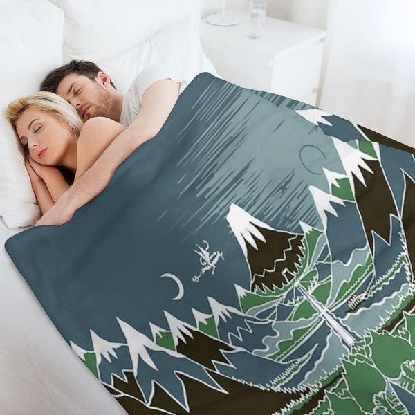 Midnight Forest Mountain Path in The Style of J.R.R.Tolkien Throw Blanket