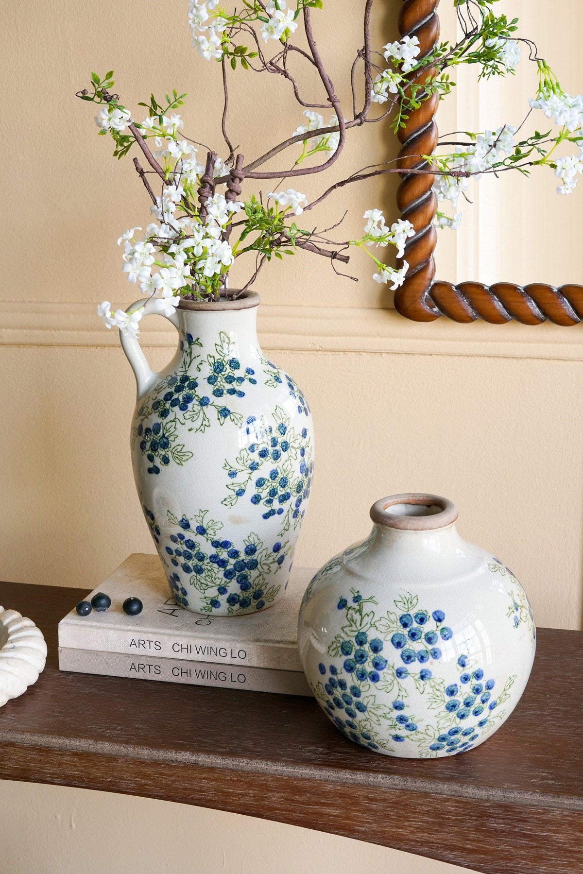 Vintage Ceramic Blueberry French Country Vase