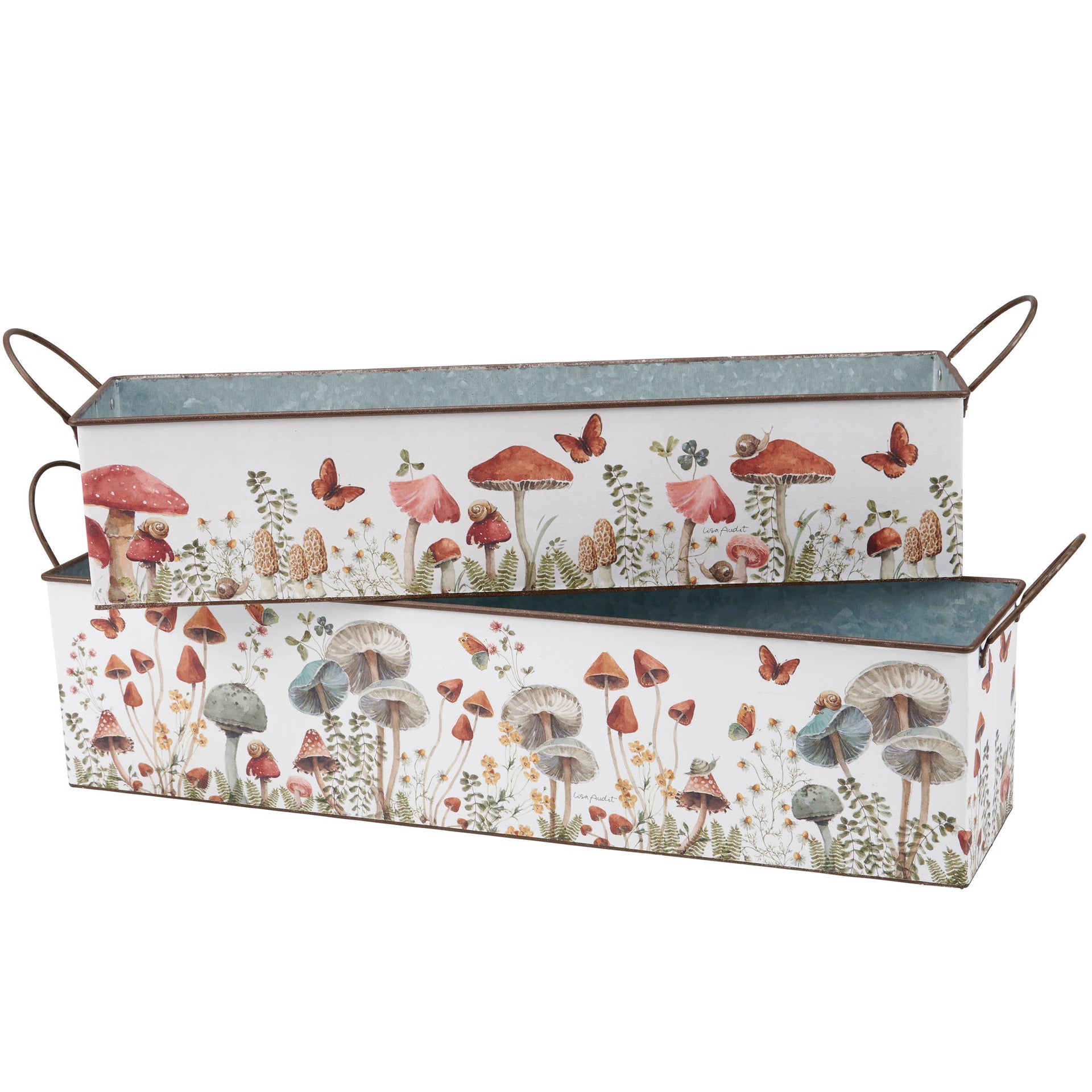 Metal Storage Bins – Galvanized Nesting Rectangular Decorative Baskets with Handles